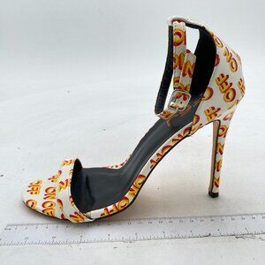 FSJ White Ankle Strap High Heel Sandals Toe One Band Chic Dressy Shoes